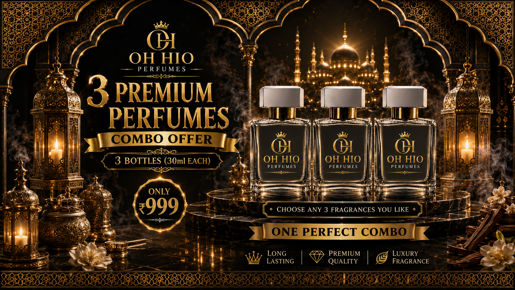 3 Premium Perfumes Combo Offer - 3 bottles 30ml each only ₹999 from Oh Hio Perfumes
